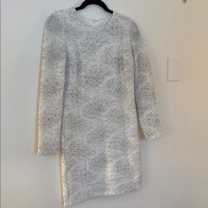 Elegant White Sequin Dress- white and smoke hand beaded and fully lined